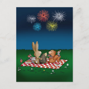 Humoriserat kort 4:e juli med Fireworks - vän