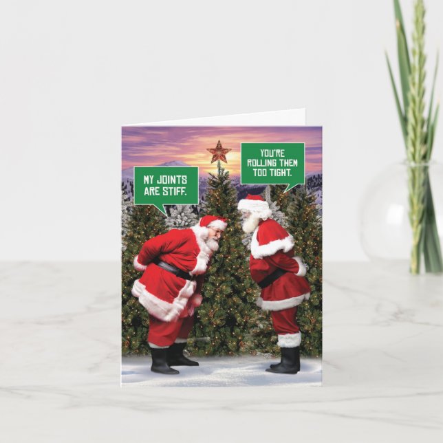 Humorisont God jul Card - Santa Stiff Joints Helgkort (Framsida)