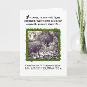 Humoristisk Ängel-Herde temajulkort Helgkort