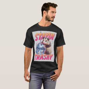 Humoristisk Disco-Opossum Typografi Grafik T Shirt