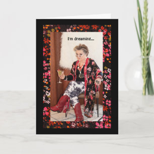 Humoristisk dröm om en vit jul kort