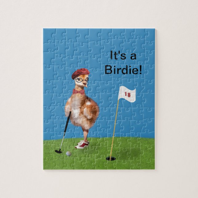 Humoristisk fågel som leker Golf Pussel (Vertikal)