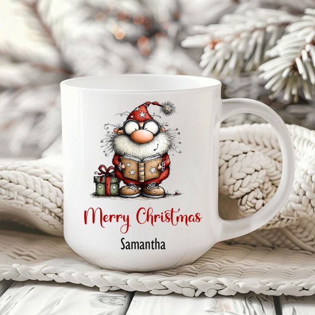 Humoristisk fantasifull jul tomte minimalistisk ka kaffemugg (Humorous Whimsy Santa Claus Minimalist Coffee Mug)