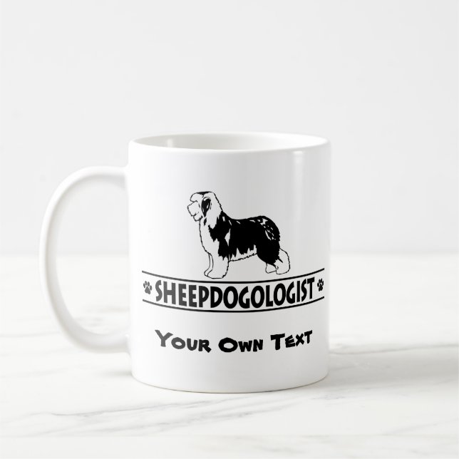Humoristisk gammal engelsk Sheepdog Kaffemugg (Vänster)