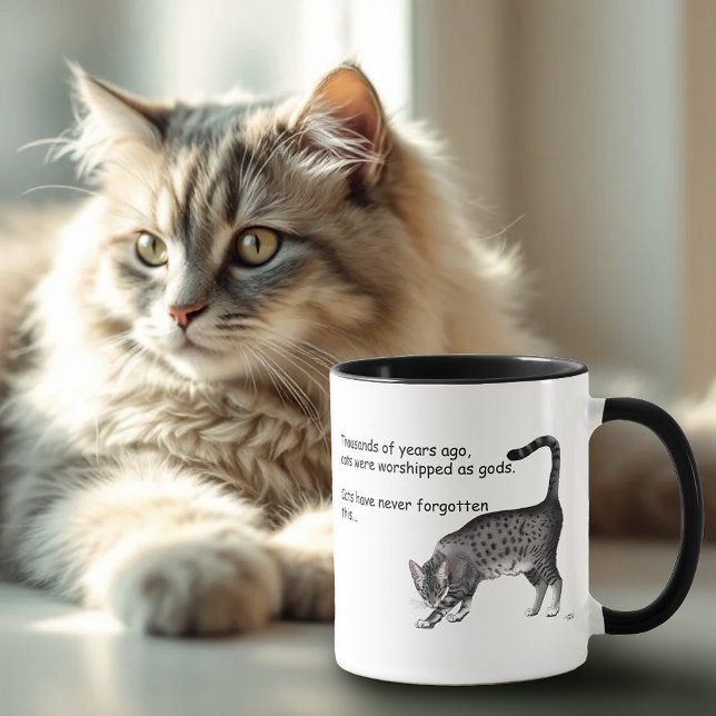 Humoristisk Grå Whimsical Katt Egyptisk Mau Kaffemugg (Skapare uppladdad)