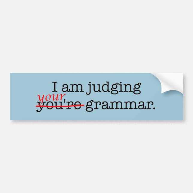 Humoristisk grammatikpolis bildekal (Framsidan)