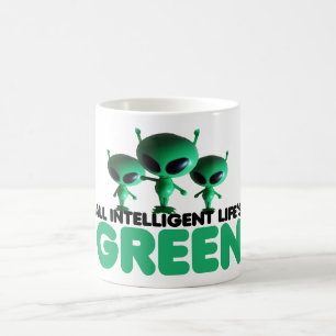 Humoristisk grönt kaffemugg