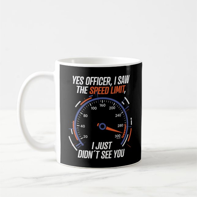 Humoristisk hastighetsbegränsande bildesign kaffemugg (Vänster)