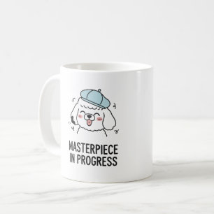 Humoristisk Hund Art i Pudel med Beret Design Kaffemugg