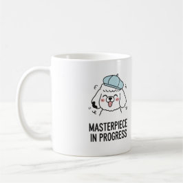 Humoristisk Hund Art i Pudel med Beret Design Kaffemugg