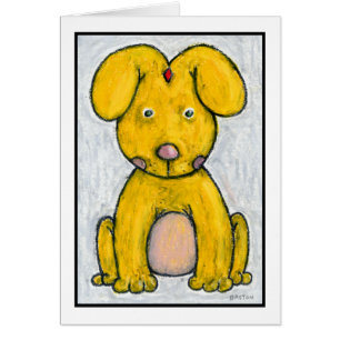 Humoristisk hundillustration, Denis Gaston konst Hälsningskort