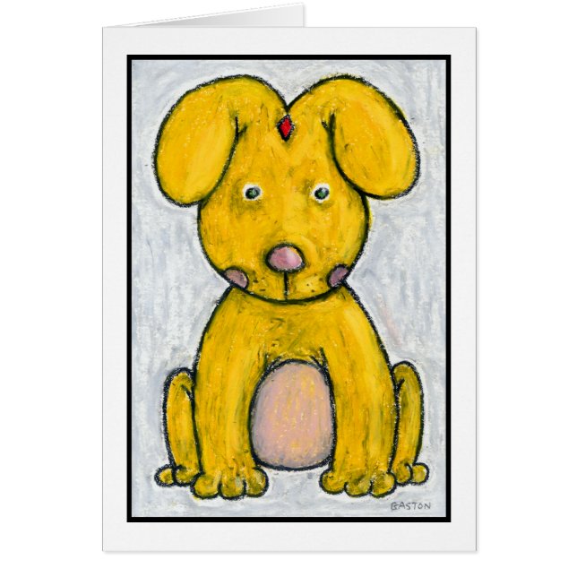 Humoristisk hundillustration, Denis Gaston konst Hälsningskort (Framsidan)