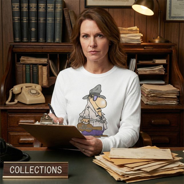 Humoristisk inkassoteckning t shirt (Skapare uppladdad)