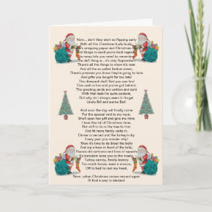 humoristisk jultomte dikt och julafton träd art helgkort