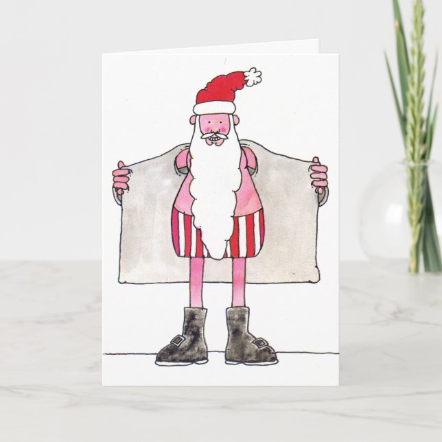 Humoristisk jultomtenjulkort helgkort (Framsida)