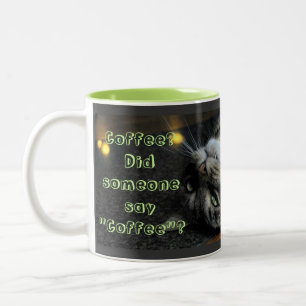 Humoristisk kattkaffemugg Två-Tonad mugg