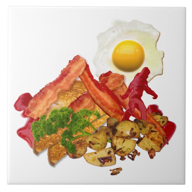 Humoristisk Ketchup borta Squatchin för bacon Kakelplatta (Framsidan)