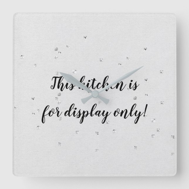 humoristisk köktext med kvadrerar diamanten dubbar fyrkantig klocka (Framsida)