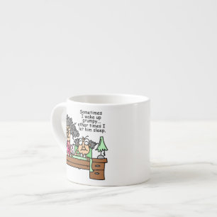 Humoristisk låt grumpy sova espressomugg
