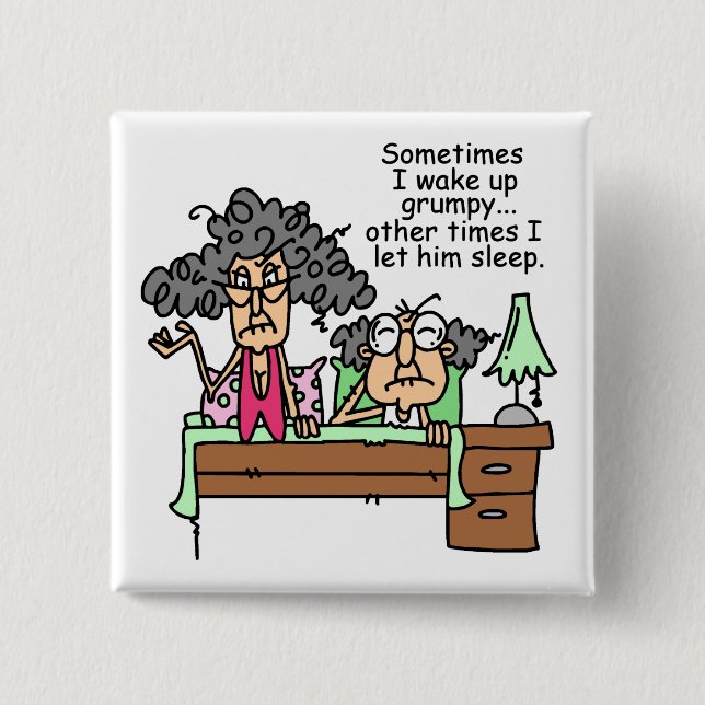 Humoristisk låt grumpy sova knapp (Framsida)