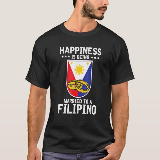 Humoristisk lycka gift med Filipino Asian Make T Shirt (Framsida)