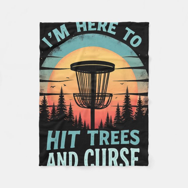 Humoristisk Retro Discgolf - Träffar Träd Förbanne Fleecefilt (Framsidan)