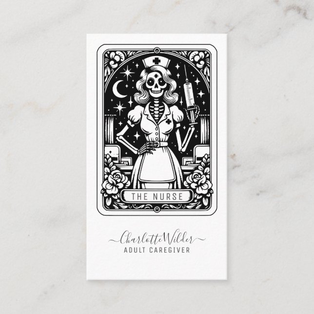 Humoristisk Tarot Sjuksköterska Visitkort (Framsida)