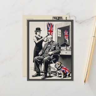 Humoristisk Union Jack Churchill konstverk Vykort
