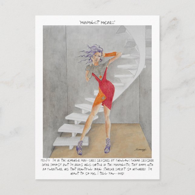 Humoristisk vykort med originalkonst (Framsida)