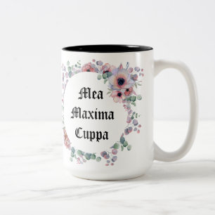 Humoristiska blom- maxima för katolikMea Cuppa Två-Tonad Mugg