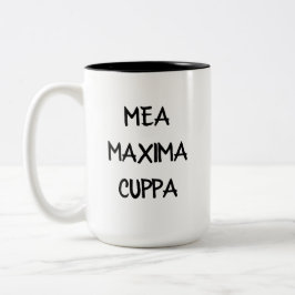 Humoristiska latinska maxima för katolikMea Cuppa Två-Tonad Mugg