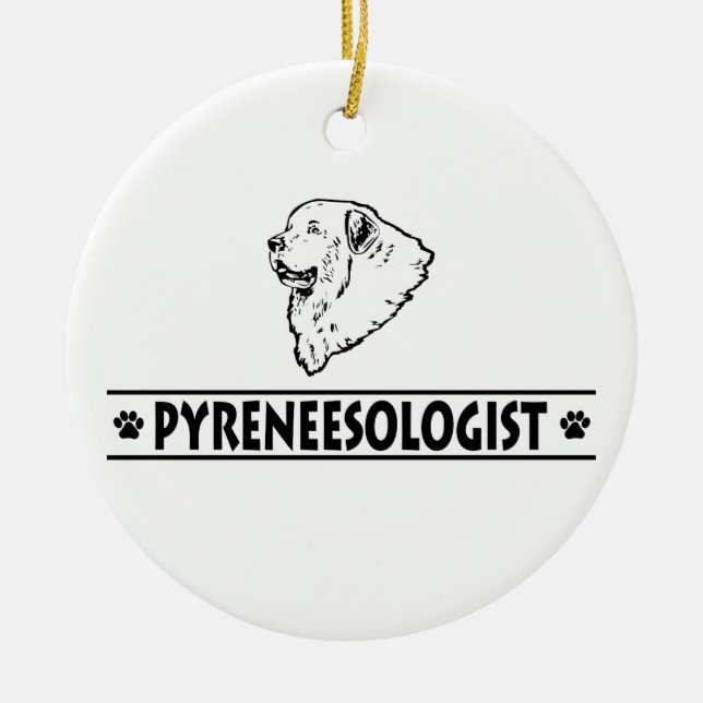 Humoristiska Underbara Pyrenéer Julgransprydnad Keramik (Framsidan)