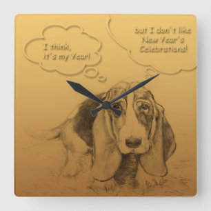 Humoristiska vietnamesiska kinesiska Hund Square W Fyrkantig Klocka