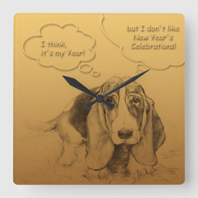 Humoristiska vietnamesiska kinesiska Hund Square W Fyrkantig Klocka (Framsida)