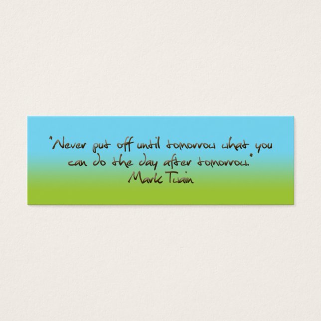 humoristiskt citattecken bokmärke litet visitkort (Framsidan)