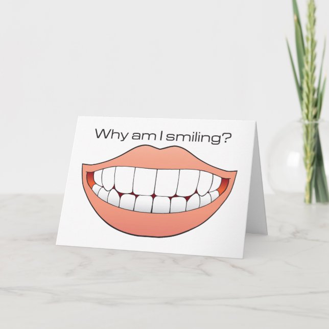 Humoristiskt födelsedagkort för stort leende kort (Framsida)