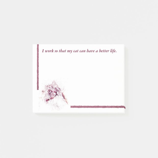Humoristiskt kattälskare noterar Posta-det Post-it Block (Framsida)
