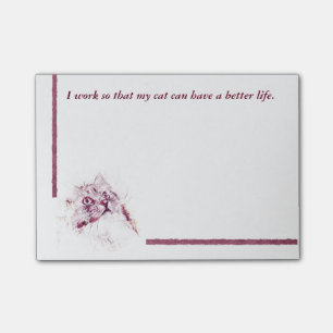 Humoristiskt kattälskare noterar Posta-det Post-it Block