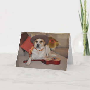 Humoristiskt kort med fotoet av hunden i