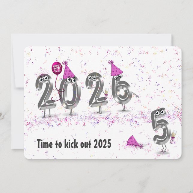 Humoristiskt nyår Party 2025 Inbjudningar (Framsida)