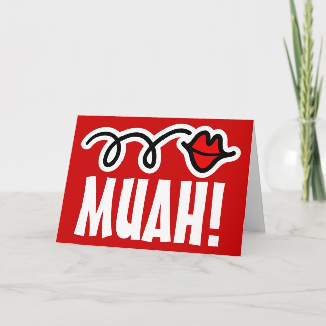 Humoristiskt valentinkort med en kyss helgkort (Framsida)