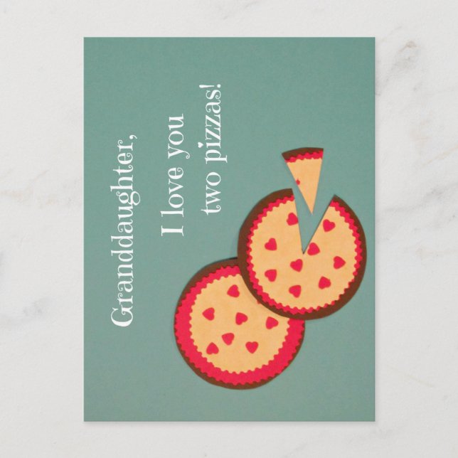 Humoristiskt valentinmeddelande för sondotter helg vykort (Framsida)