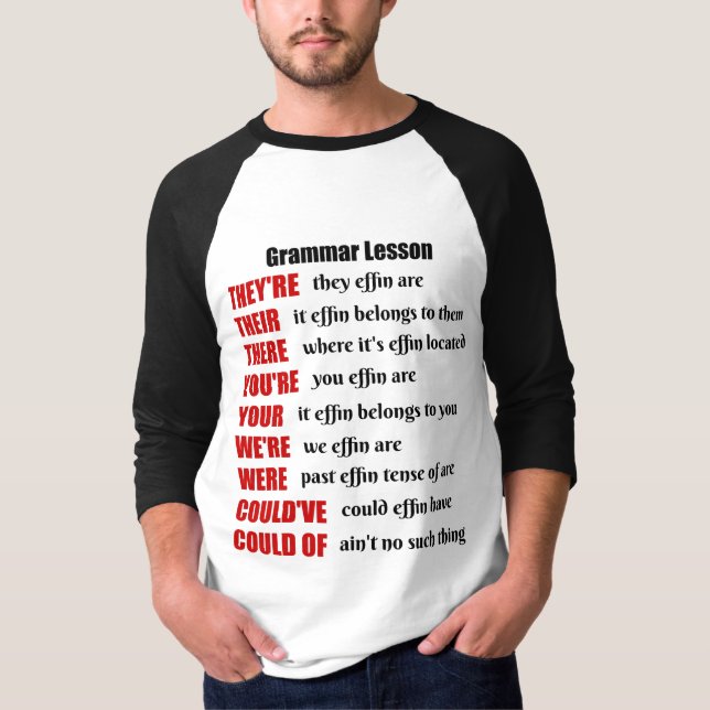 Humorn för grammatikkursen är de deras där t-shirt (Framsida)