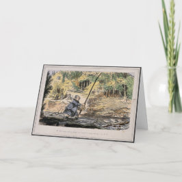 Humornostalgiskt kort - flygfiske med dotter