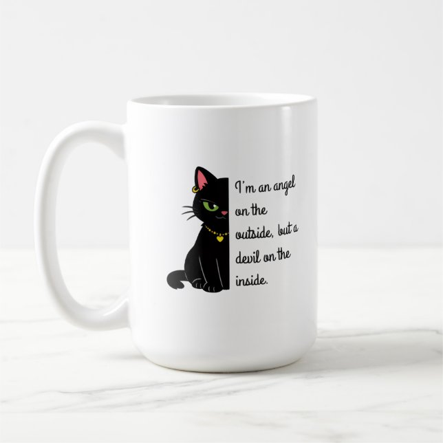 humorous black cat mugs kaffemugg (Vänster)