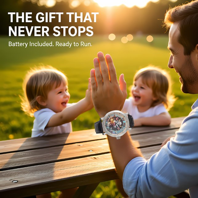 Humorous Cartoon Adorable Cow Funny Textual Art Armbandsur (Skapare uppladdad)