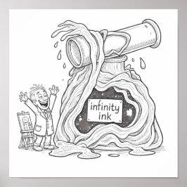 Humorous Cartoon Infinity Ink Decoupage Line Art Poster