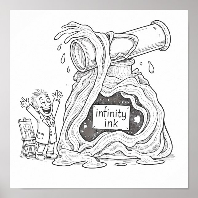 Humorous Cartoon Infinity Ink Decoupage Line Art Poster (Framsidan)