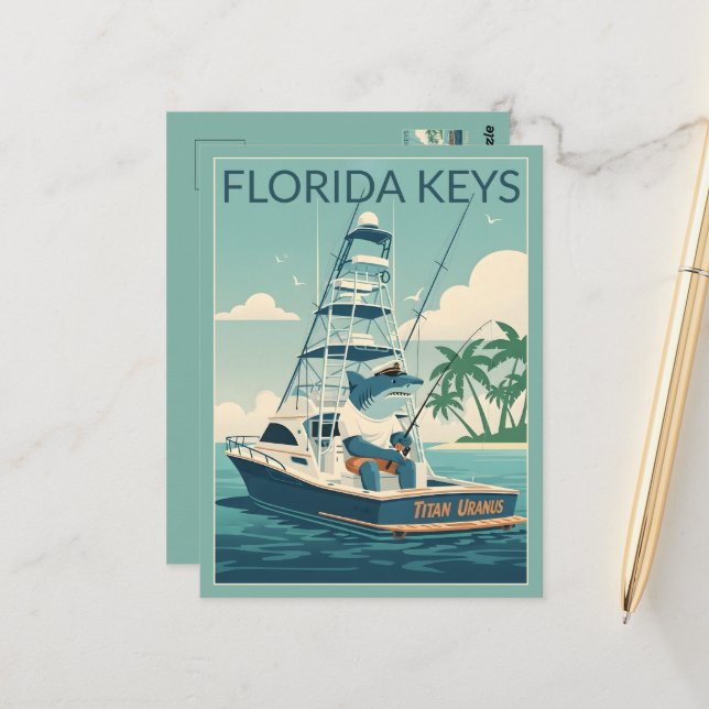 Humorous Florida Keys WPA Art Postcard Vykort (Fram/Back In Situ)