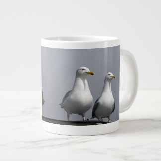 Humorous Mr & Mrs Gully Romantic Seagull Coastal Jumbo Mugg